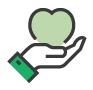 hand with heart icon